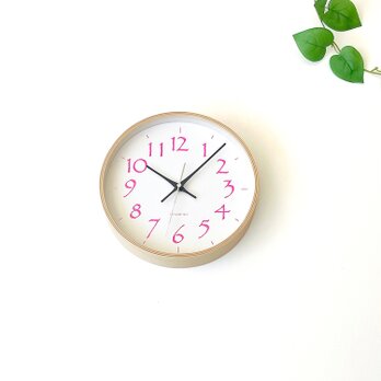 KATOMOKU plywood clock 20 ライトピンク km-119LP 掛け時計 木製 曲げわっぱの画像