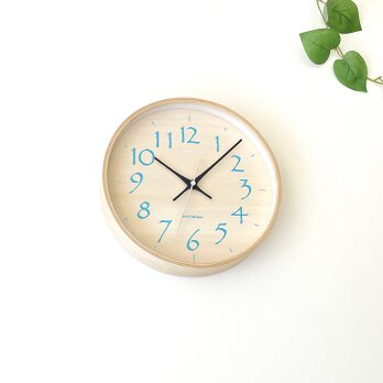 plywood clock 21 ライトブルー km-120BLRC 電波時計 シナ文字盤 連続秒針の画像