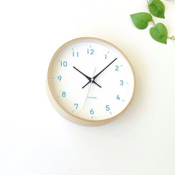 KATOMOKU plywood clock 22 ライトブルー km-121LBRC 電波時計 木製 曲げわっぱの画像