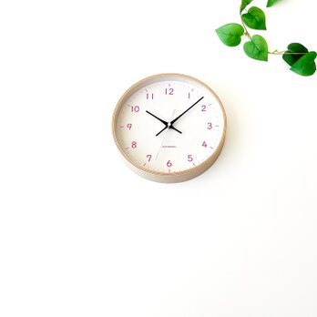 KATOMOKU plywood clock 22 ライトピンク km-121LPRC 電波時計 木製 曲げわっぱの画像