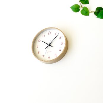 KATOMOKU plywood clock 22 オレンジ km-121ORRC 電波時計 木製 曲げわっぱの画像
