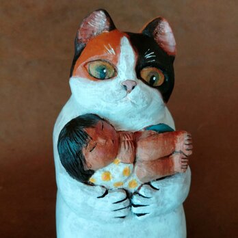 kanau夢人形【猫と、たまには逆で。】木彫りの画像