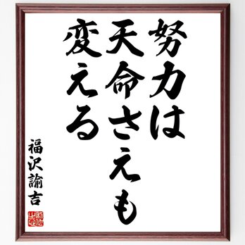 福沢諭吉の名言「努力は天命さえも変える」額付き書道色紙／受注後直筆／Z3516の画像