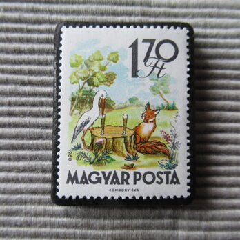 ハンガリー　童話切手ブローチ 7418の画像