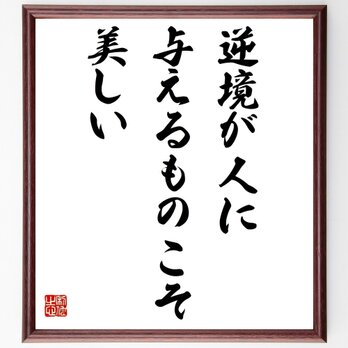 シェイクスピアの名言「逆境が人に与えるものこそ美しい」額付き書道色紙／受注後直筆／Z1887の画像