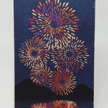 ギルディング和紙葉書　打上花火　赤混合の画像