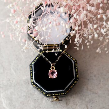 【K10】宝石質ピンクトルマリンの一粒ネックレス(ラウンドファセットカット)の画像