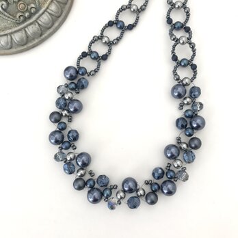 クラシックカラーネックレス　ネイビー