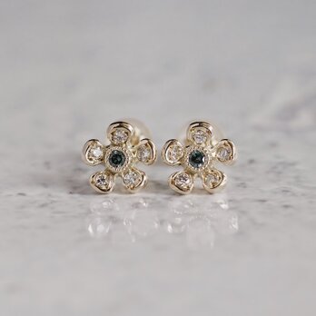 Tiny flower earrings [EP030K10(blue diamond)]の画像