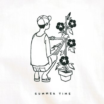 半袖 Tシャツ 『アサガオ観察・男子』 メンズ レディースの画像