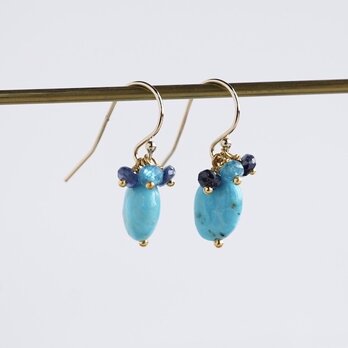 Turquoise & sapphire earrings [OP810]の画像