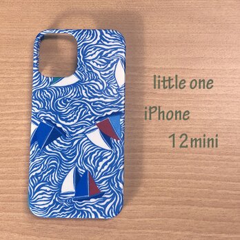 【リバティ生地】セイルアウェイブルー＆レッド iPhone 12 miniの画像