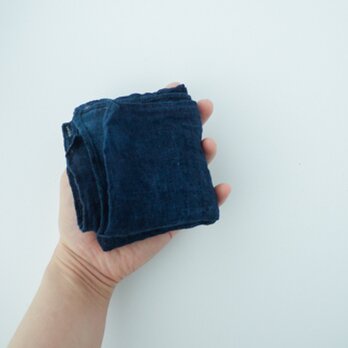 手織り linen handkerchief #藍の画像