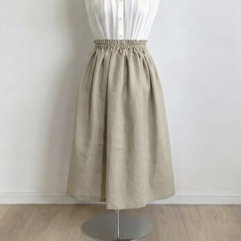 育てるリネン(亜麻色) ◇中厚リネン100％  ギャザースカート