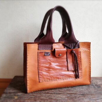 square tote Ｓ　ブラウン　オイルワックスレザーの画像