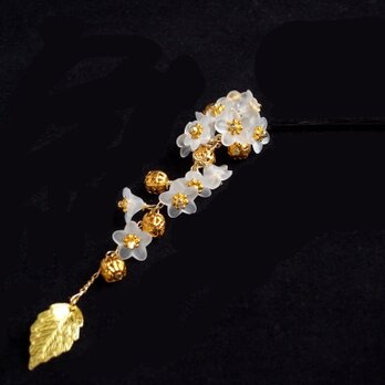 ヘアピン　鈴生りの氷の花ビーズ　小花＆ゴールドの画像