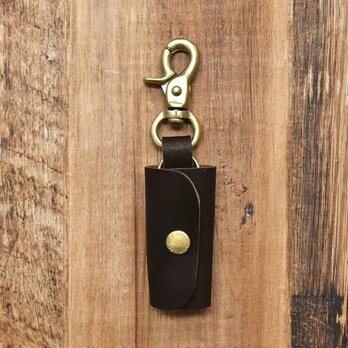栃木レザー 真鍮 キーケース 鍵3本収納 レバーナスカン キーホルダー【チョコ】JAK047の画像