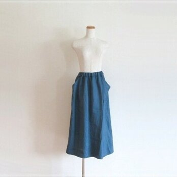 Blue* リネンのラップスカート風パンツの画像