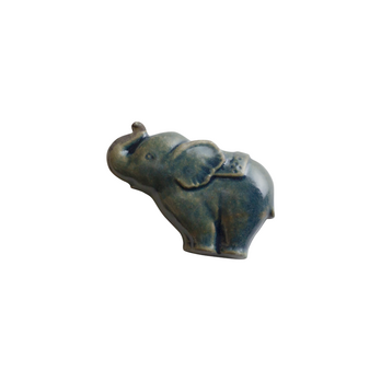 陶器ブローチ ゾウ サビ青の画像