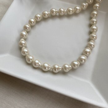Baroque Pearls Necklaces　ホワイトバロックドロップパールネックレス42.5ｃｍの画像