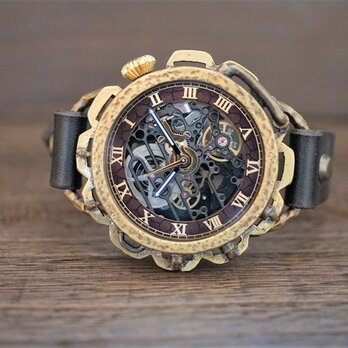 キノパンクブラックAT　真鍮 ブラック 　手作り腕時計の画像