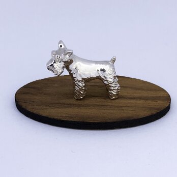 【シュナウザー】シルバー1000 犬の小さい置物 Schnauzer 純銀 プチオブジェ 彫刻 愛犬 供養の画像