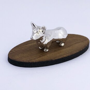 【ウェルシュコーギー】シルバー1000 犬の小さい置物 WelshCorgi 純銀 プチオブジェ 彫刻 愛犬 供養の画像