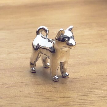 【柴犬】シルバー1000 犬の小さい置物 豆柴 黒柴 Shiba Inu 純銀 プチオブジェ 彫刻 愛犬 供養の画像