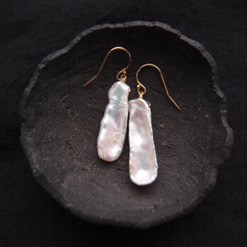 【K14gf】 Feather Pearl／フェザーパール フックピアスの画像