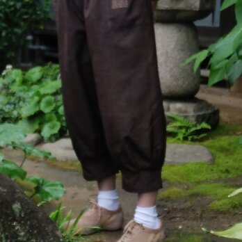 着物リメイク　紬の裾タックパンツの画像
