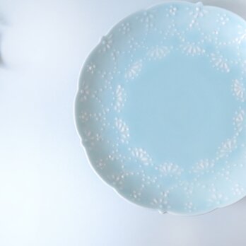 有田焼：青磁華やぎ 7寸皿の画像