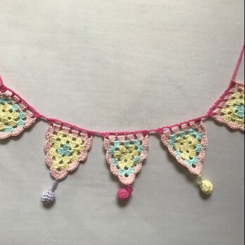 【送料無料】コットン糸　子どもとベビーのためのかぎ針編みのガーランド　クロシェット　ウォールデコの画像