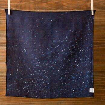 【再入荷】本藍絞り染め　オーガニックリネンハンカチ（星空）の画像