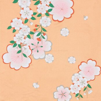 風呂敷　ちりめん風呂敷　みやこ桜　レーヨン100％　68cm×68cm　オレンジの画像