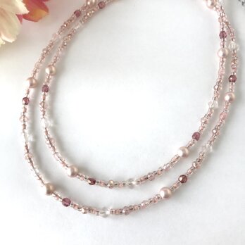桜色の一連 ロングネックレスの画像