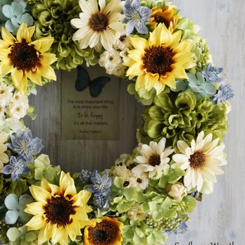 Sunflower Wreath 32cm（造花）の画像