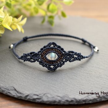 labradorite　eye　anklet　／ ダークネイビー×ビターチョコレートの画像