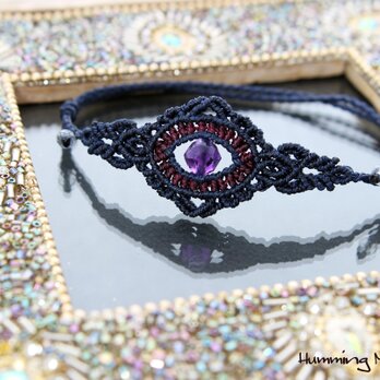 amethyst　eye　anklet ／ ダークネイビー×ボルドー