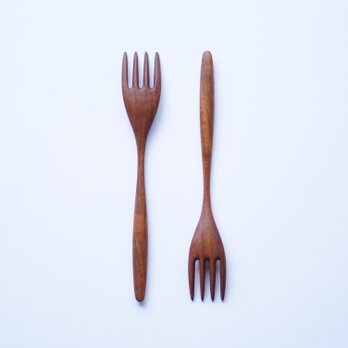 木のフォーク 中（ウォルナット）A003-1