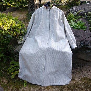 着物リメイク　縞木綿のシャツワンピースの画像