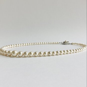 貝パールグラデーションネックレス/約5x9mm約43cm/ホワイトベージュ/R/made in japanの画像