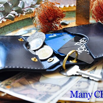革の宝石ルガトー・コンパクト２つ折り財布（紺）の画像