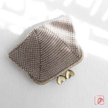 ばあば作 ♡ シードビーズのスクエアがま口（frost beige・1521）