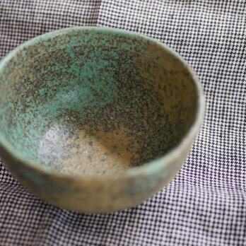 陶器茶碗　トルコ青10.5×6.5㎝の画像
