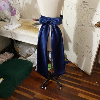 ウェディングドレス用　アクセ 　サテン　サッシュリボン 　ベルト　 ネイビー トレーン　カラードレス用　多色あり、オーの画像