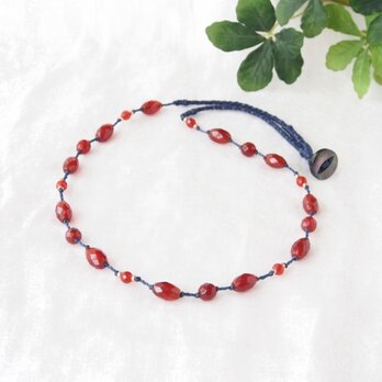 Red×Navy Necklace（レッドアゲート）の画像