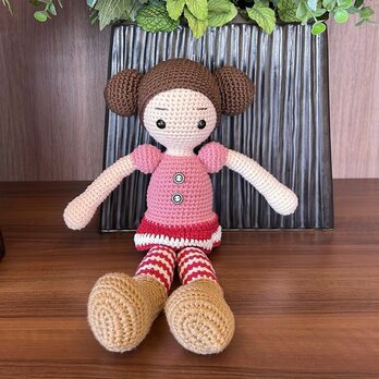 あみぐるみ 人形 ニットトイ ドール 編みぐるみ プレゼント ハンドメイド  出産祝い 女の子 お部屋飾り 手編み 衣装着せ替えの画像