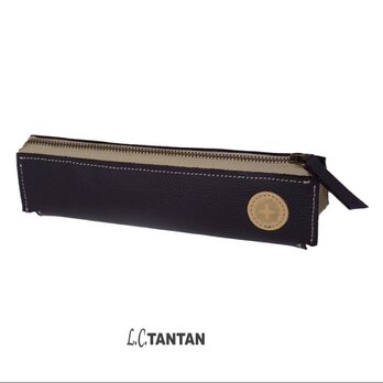 ファスナー付本革ペンケース 本革 牛革 おしゃれ シンプル かわいい 筆箱 三角 ブランド 日本製 L.C.TANTANの画像