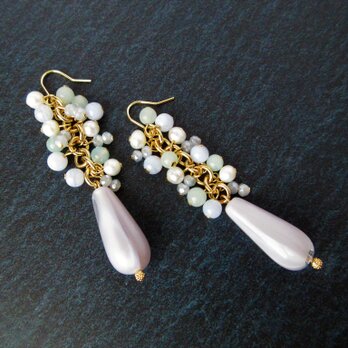 SALE 金具変更OK　Pierces or Earrings　アマゾナイト　ブルーレース　淡水パール（P0975）の画像