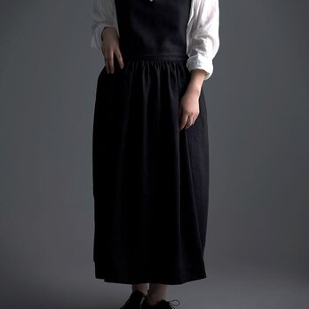 【wafu】Linen Overall Dress リネン ジャンパースカート /黒 a001b-bck1の画像